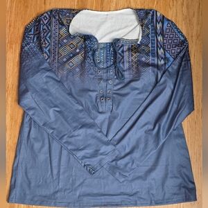 Men's Blue Patterned Long Sleeve Shirt